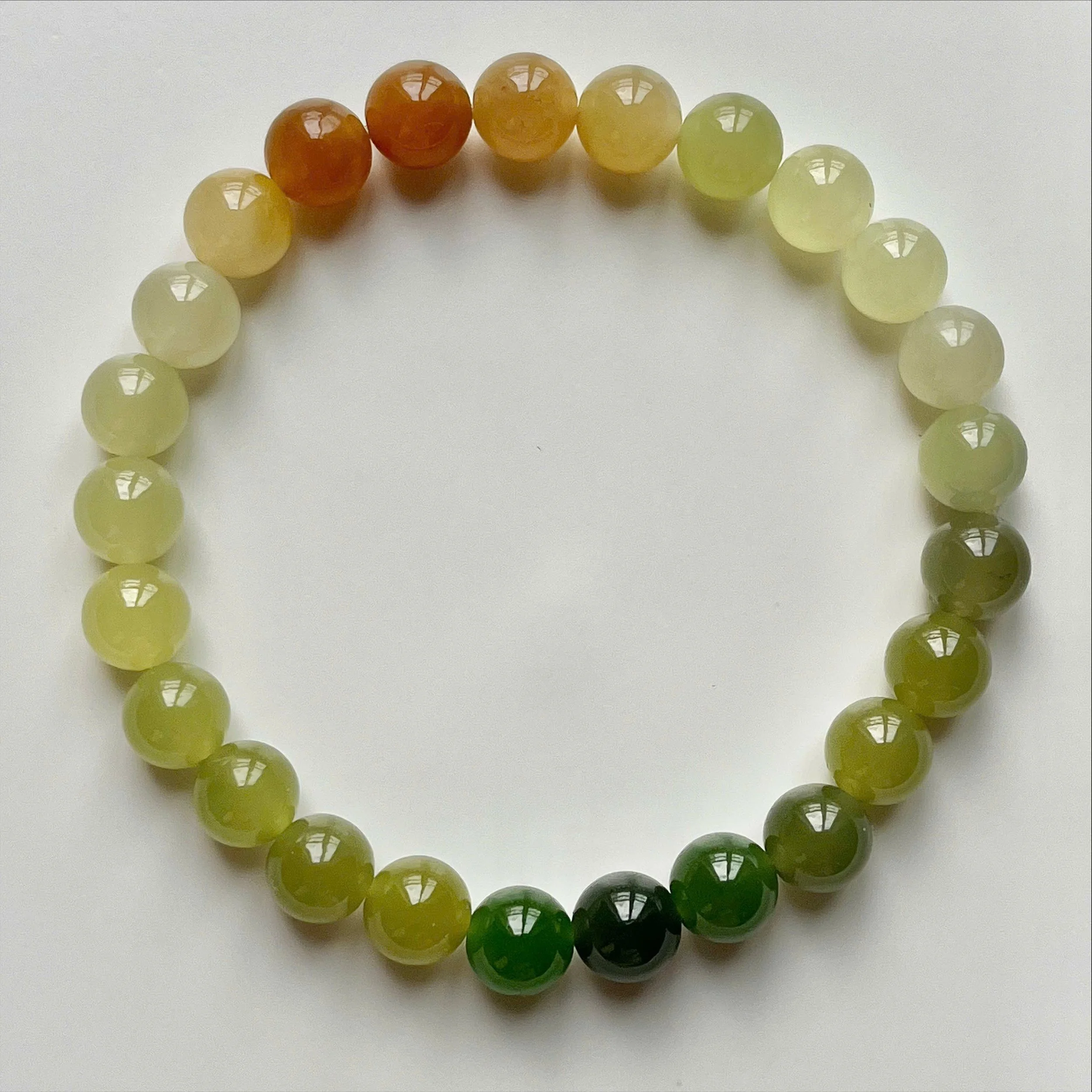 Certified Natural Nephrite Jade Bracelets - Ombre Multi Color  Beads Bracelets
