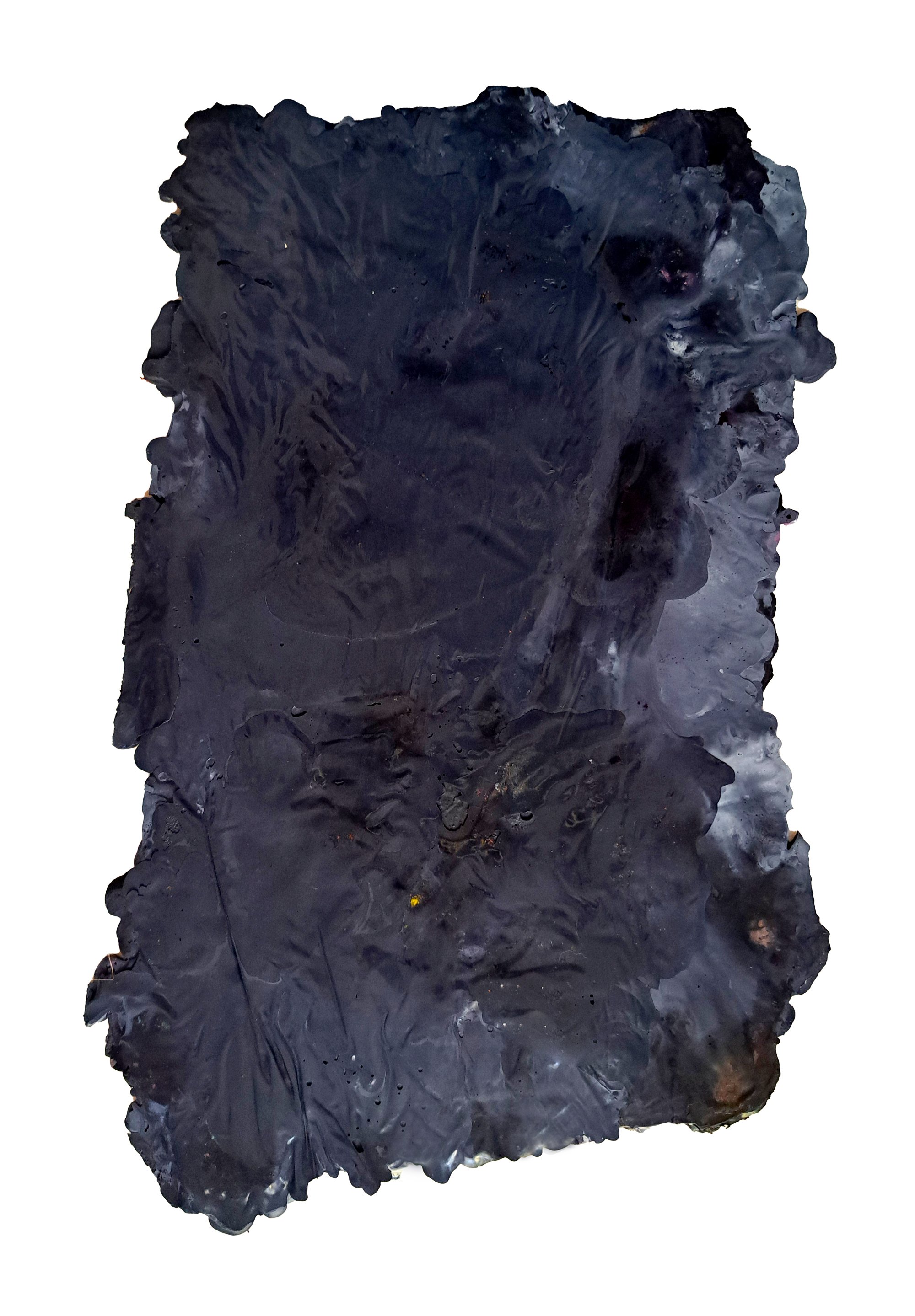 Extrait de nuit # 2, 2024                                  
 Peinture à l’huile, pigments, encre, charcoal et cire sur papier Arche 
 30x19 cm