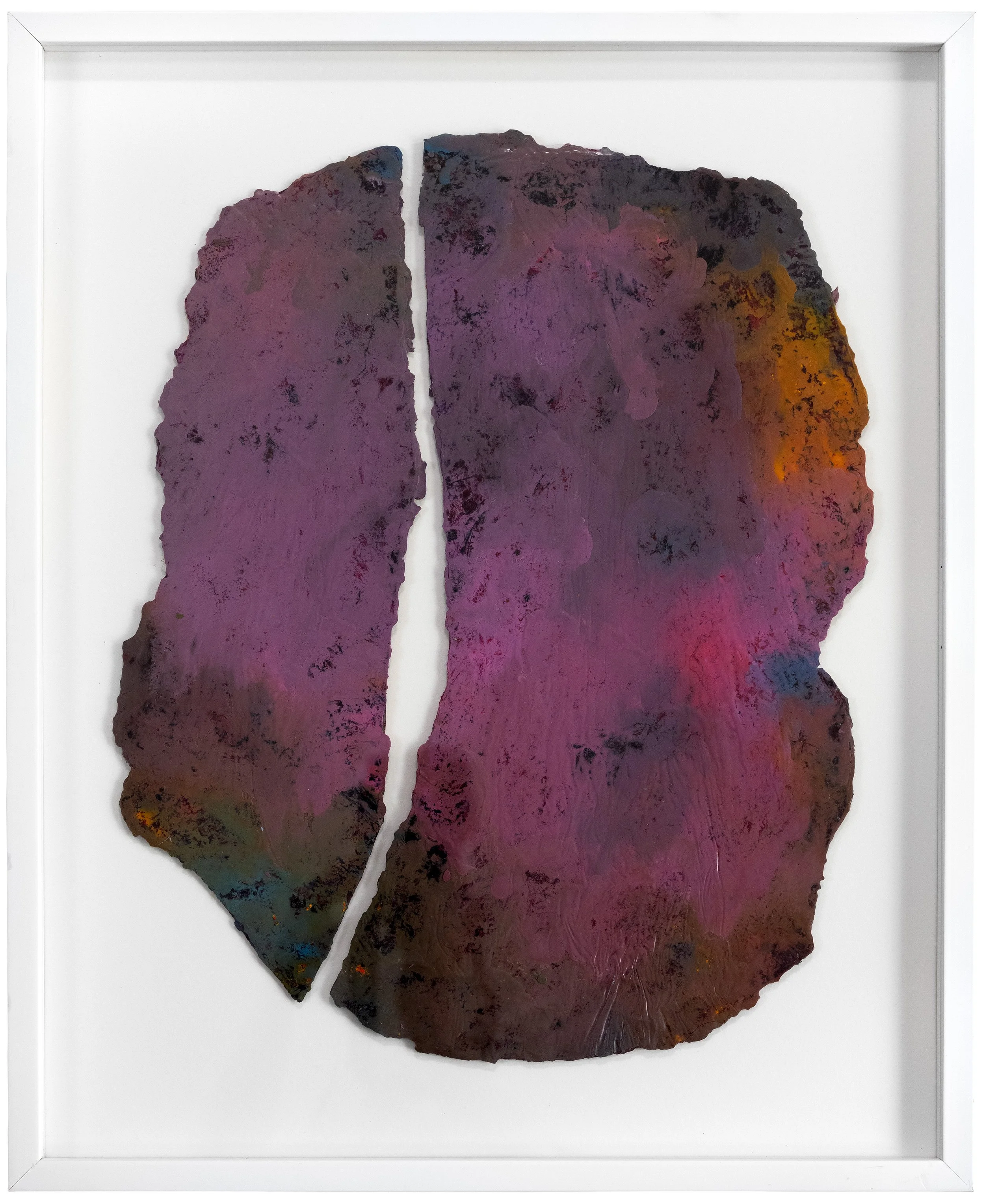 Faille, 2024
 Peinture à l’huile, pigments, encre et cire sur papier Arche
Encadrement bois blanc, verre simple
 45x37 cm