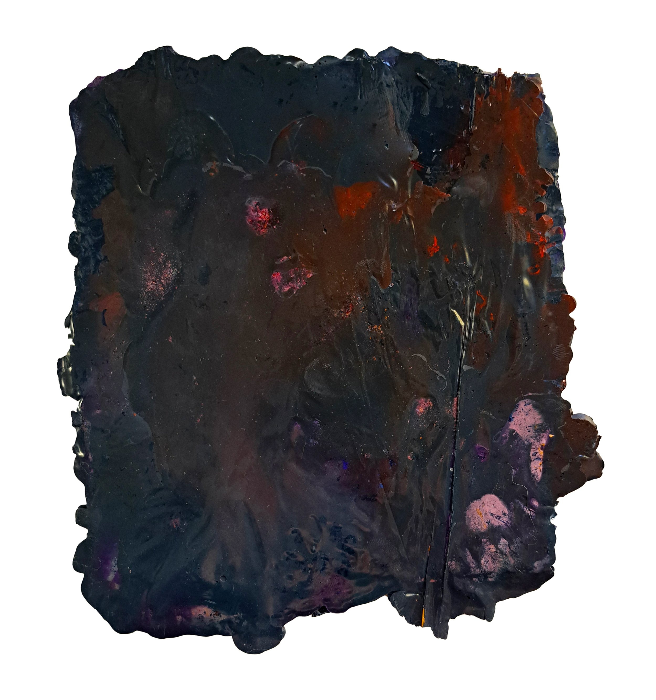 Extrait de nuit # 1, 2024                                  
 Peinture à l’huile, pigments, encre, charcoal et cire sur papier Arche 
 19x21 cm