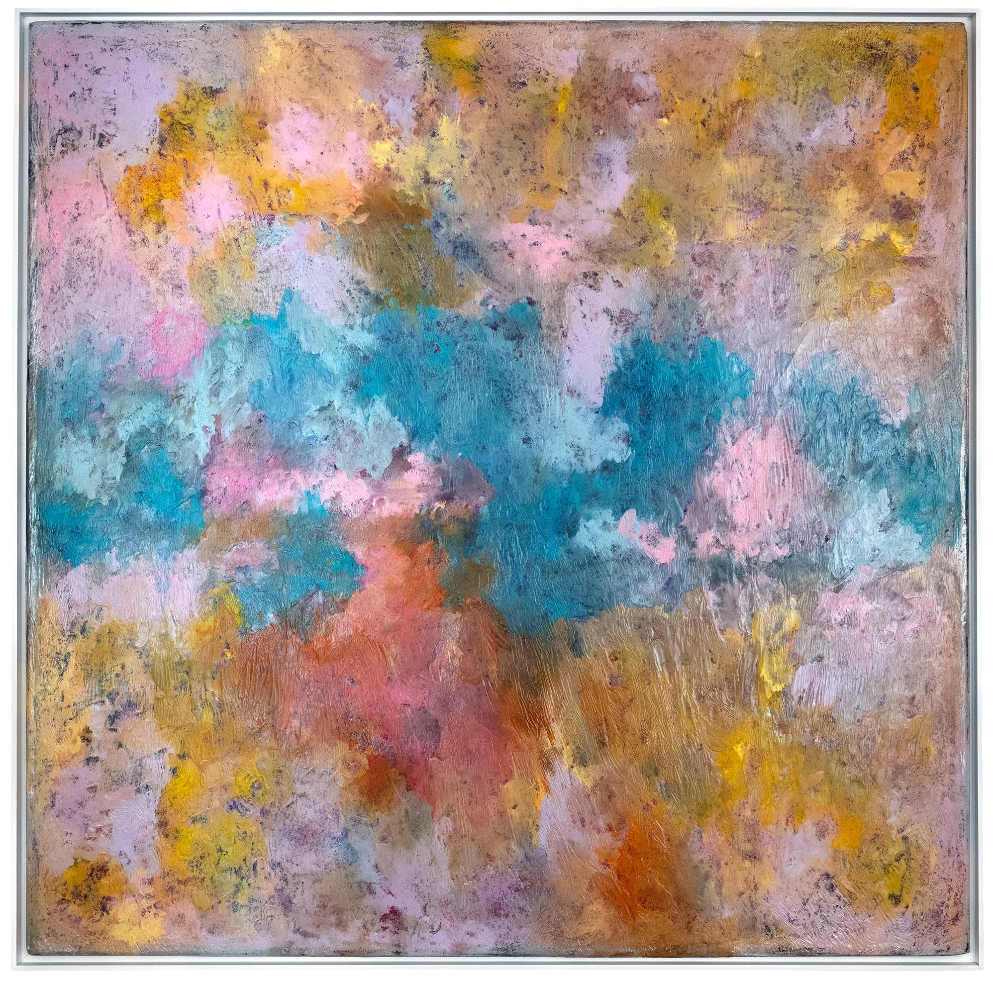Blue way, 2024
 Peinture à l’huile, pigments, oxydes, émaux, encre et cire sur toile
 Encadrement caisse américaine bois blanc
 150x150 cm