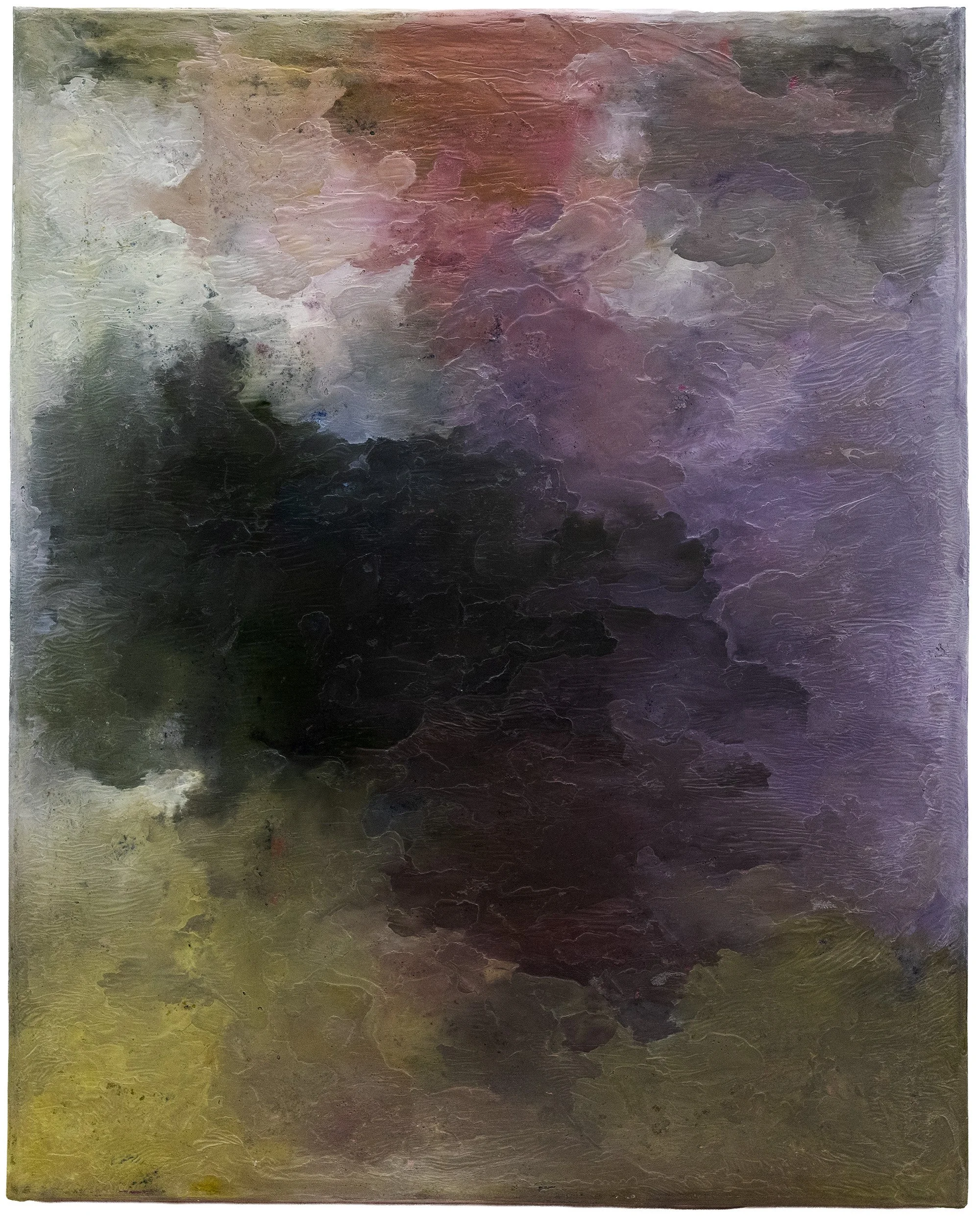   
Ailes des ombres, 2023
  Peinture à l’huile, pigments, oxyde, encre et cire sur toile
 Encadrement caisse américaine bois blanc
  100x80 cm