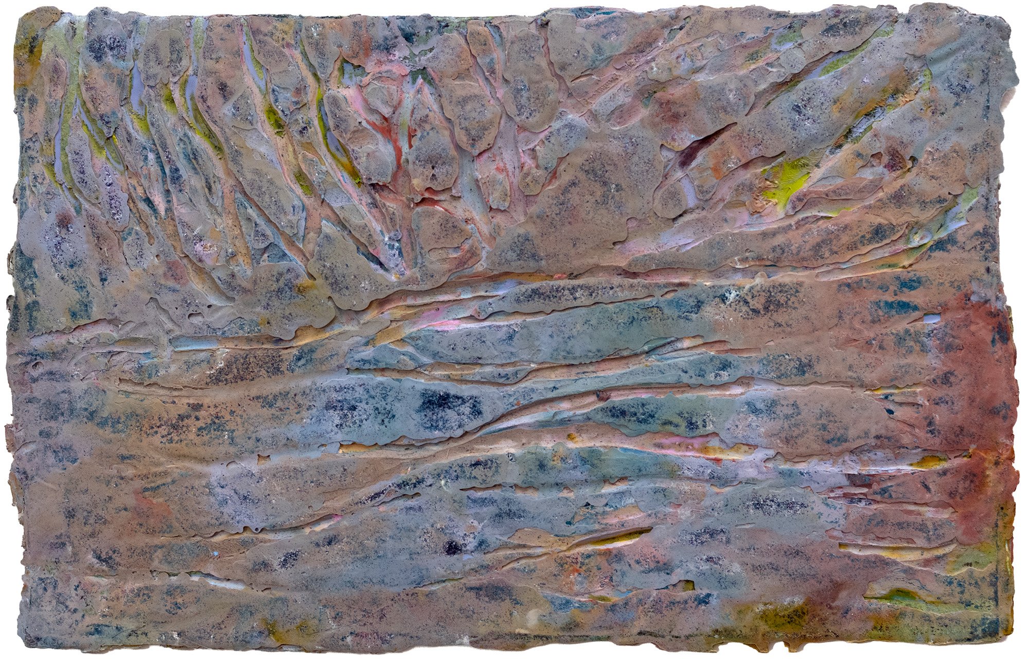Très bas l’horizon, 2026                  
 Peinture à l’huile, pigments, encre et  cire sur carton   
 17x27 cm
