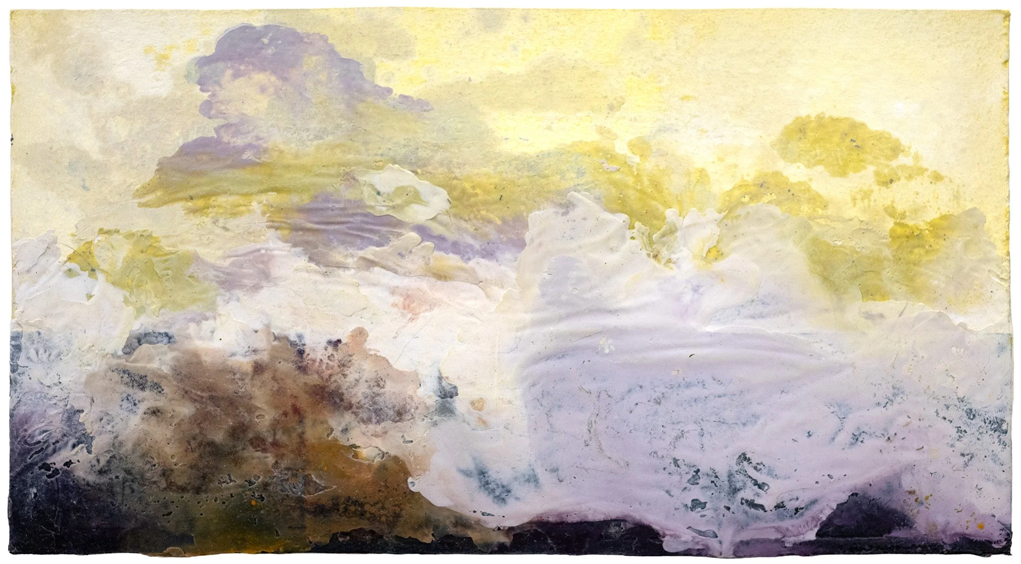   
Du sable, du sel et de l’humus, 2026
 Peinture à l’huile, pigments, charcoal, encre, cire sur papier Hahnemühle
 15,5x28 cm
