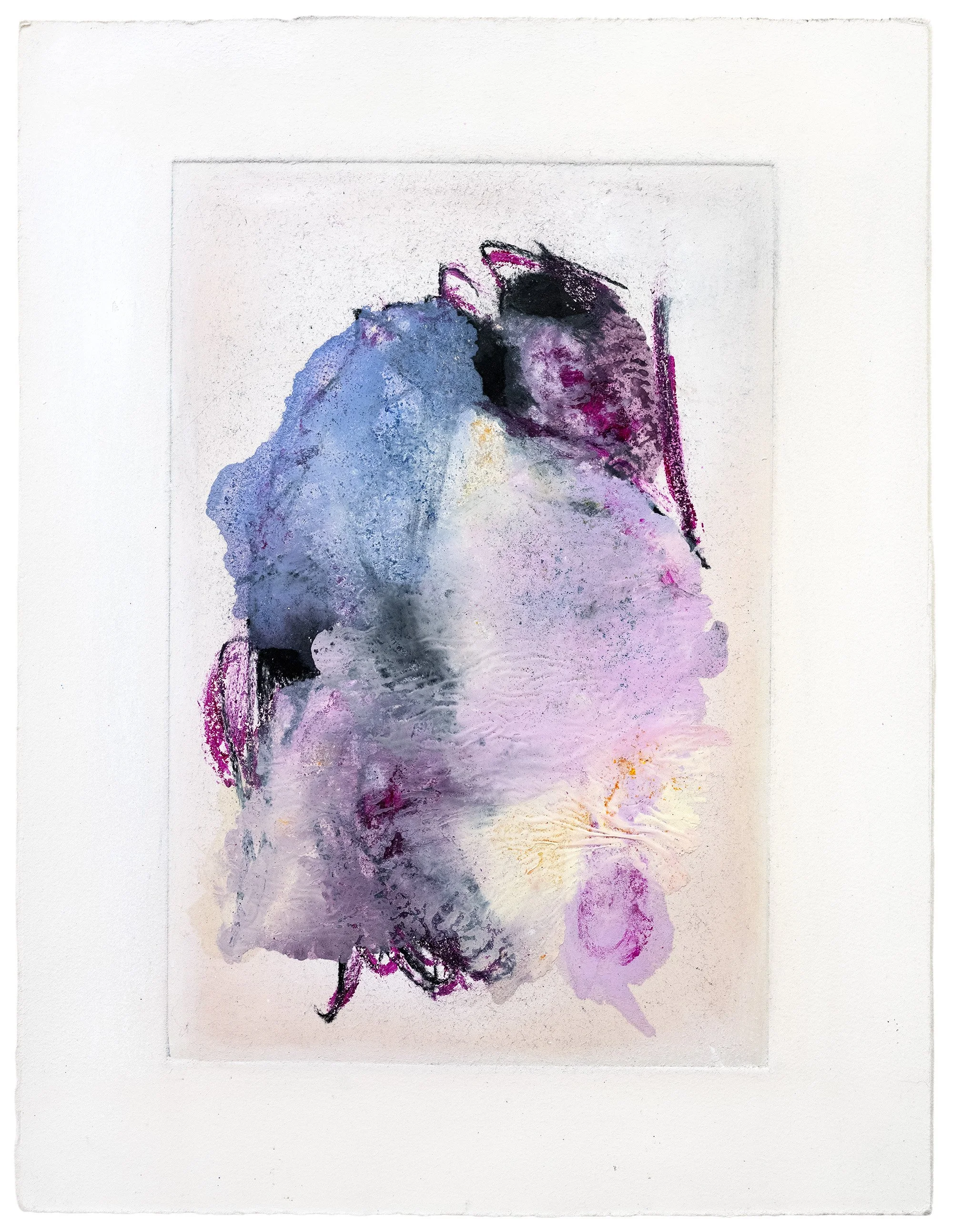 Fermer le temps, 2026
 Peinture à l’huile, pigments, charcoal, encre, cire et aquatinte sur papier Hahnemühle   39,5x30 cm