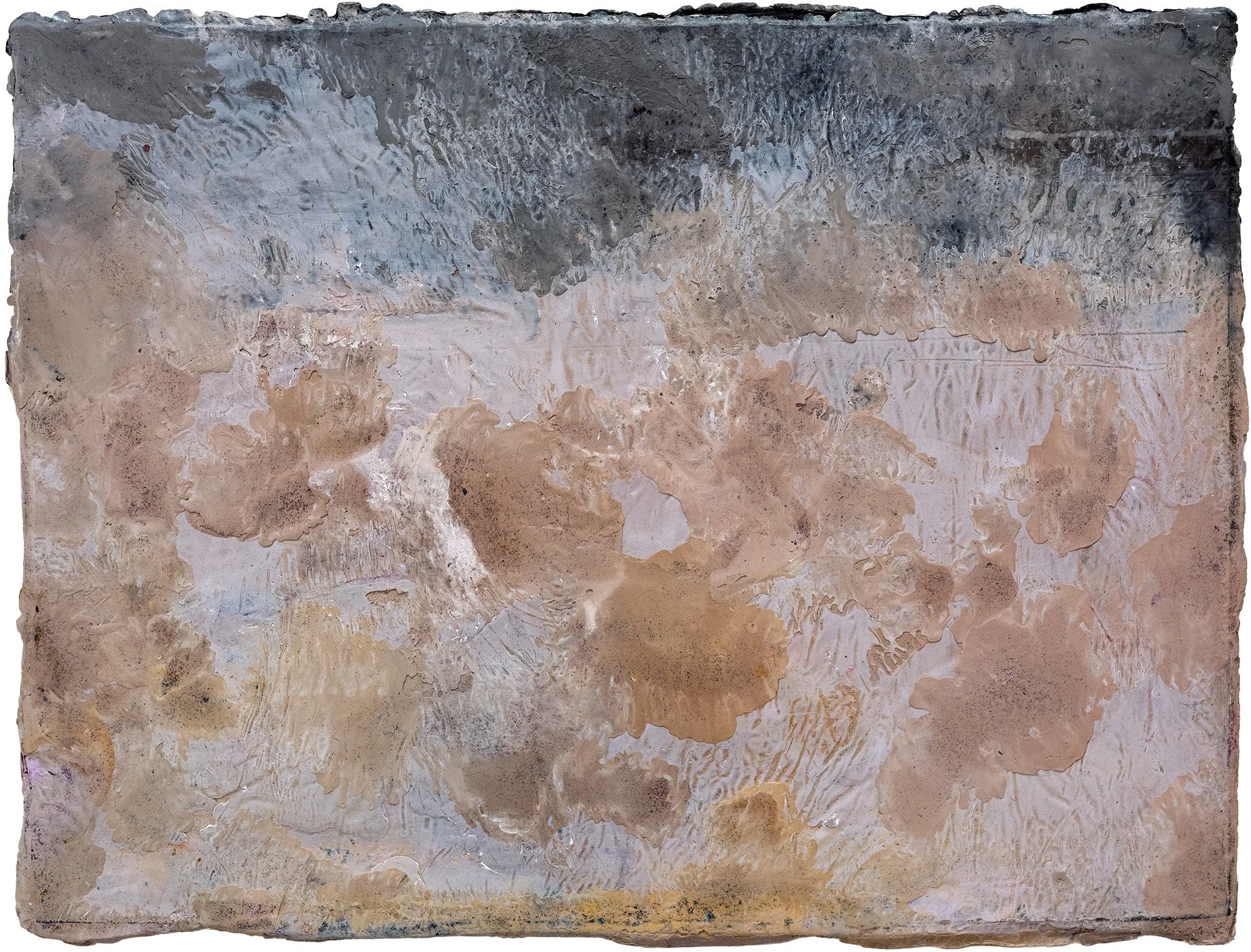 D'une nuit à l’autre, 2026     
 Peinture à l’huile, pigments, encre, charcoal et cire sur carton  
 27x36 cm