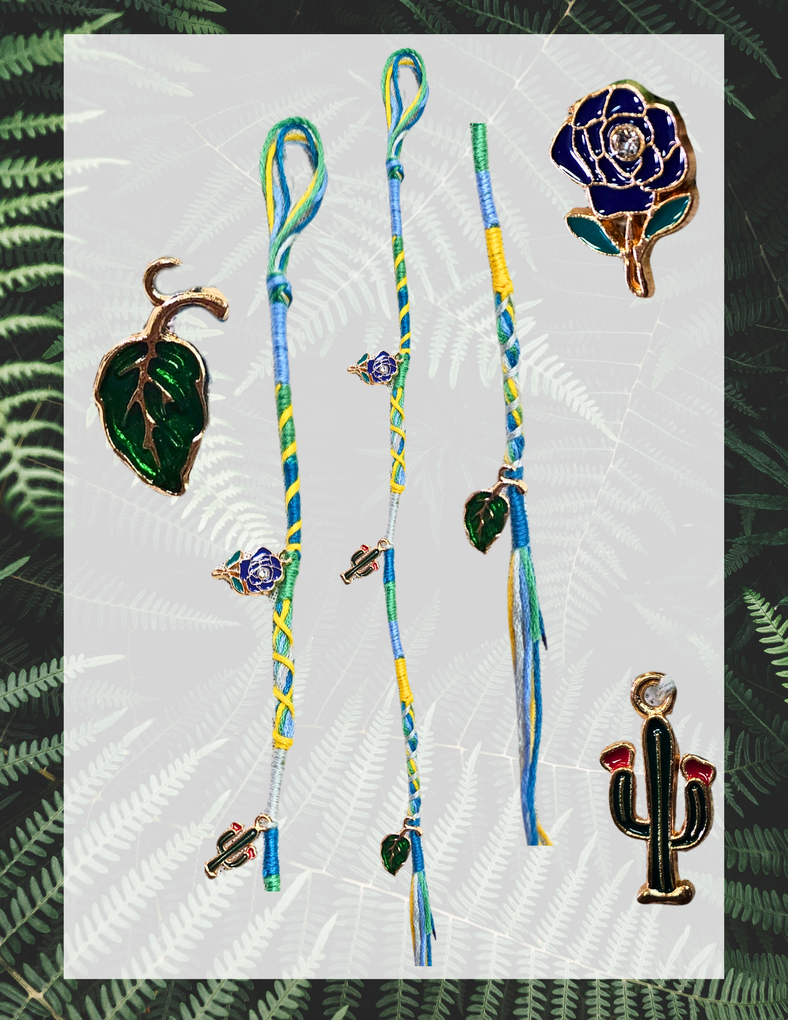 Ateba Vert/Jaune/Bleu — Charms Émaillés Nature | Accessoire Capillaire