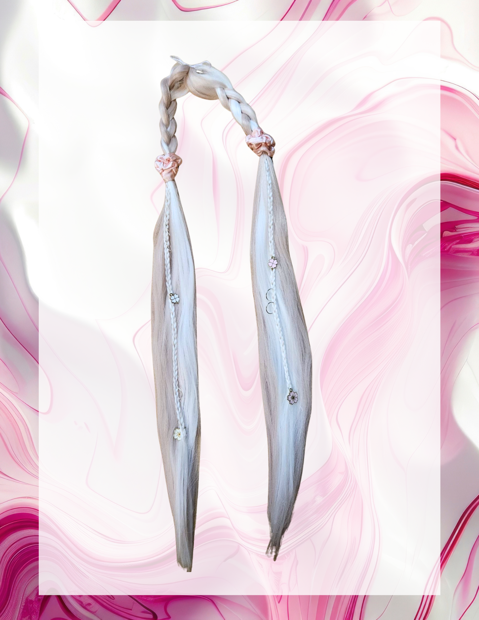 Tresses et cheveux lachés (paire) · White & Pink Gala