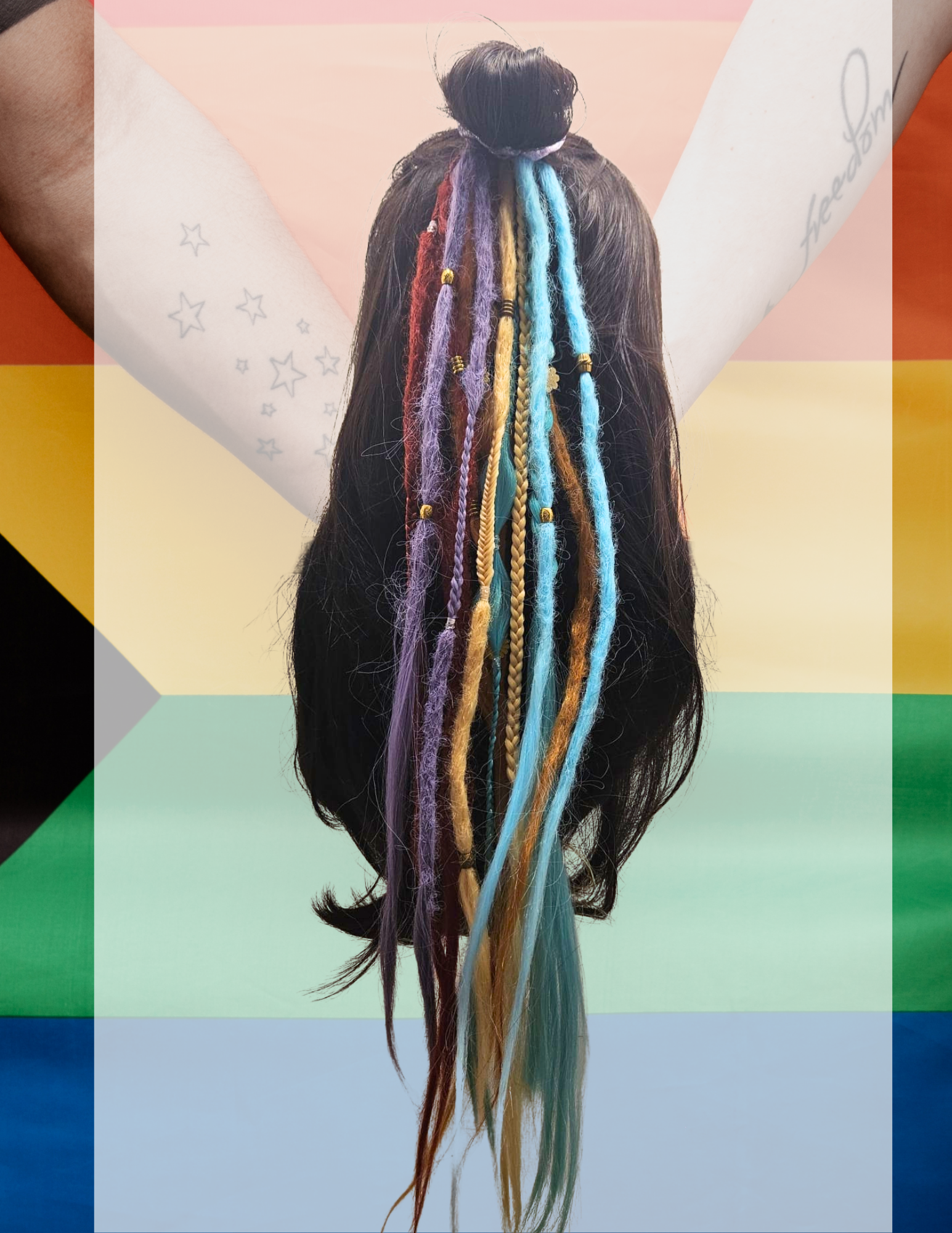 Extensions de dreadlocks longues multicolores, création Queer Crown Dreadlocks