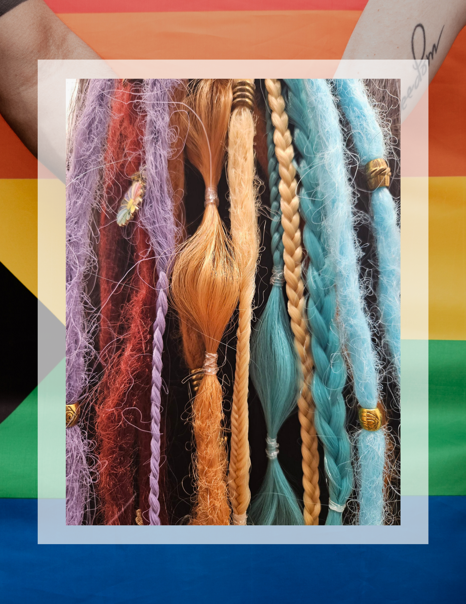 Dreadlocks synthétiques lilas et turquoise, dégradé multicolore