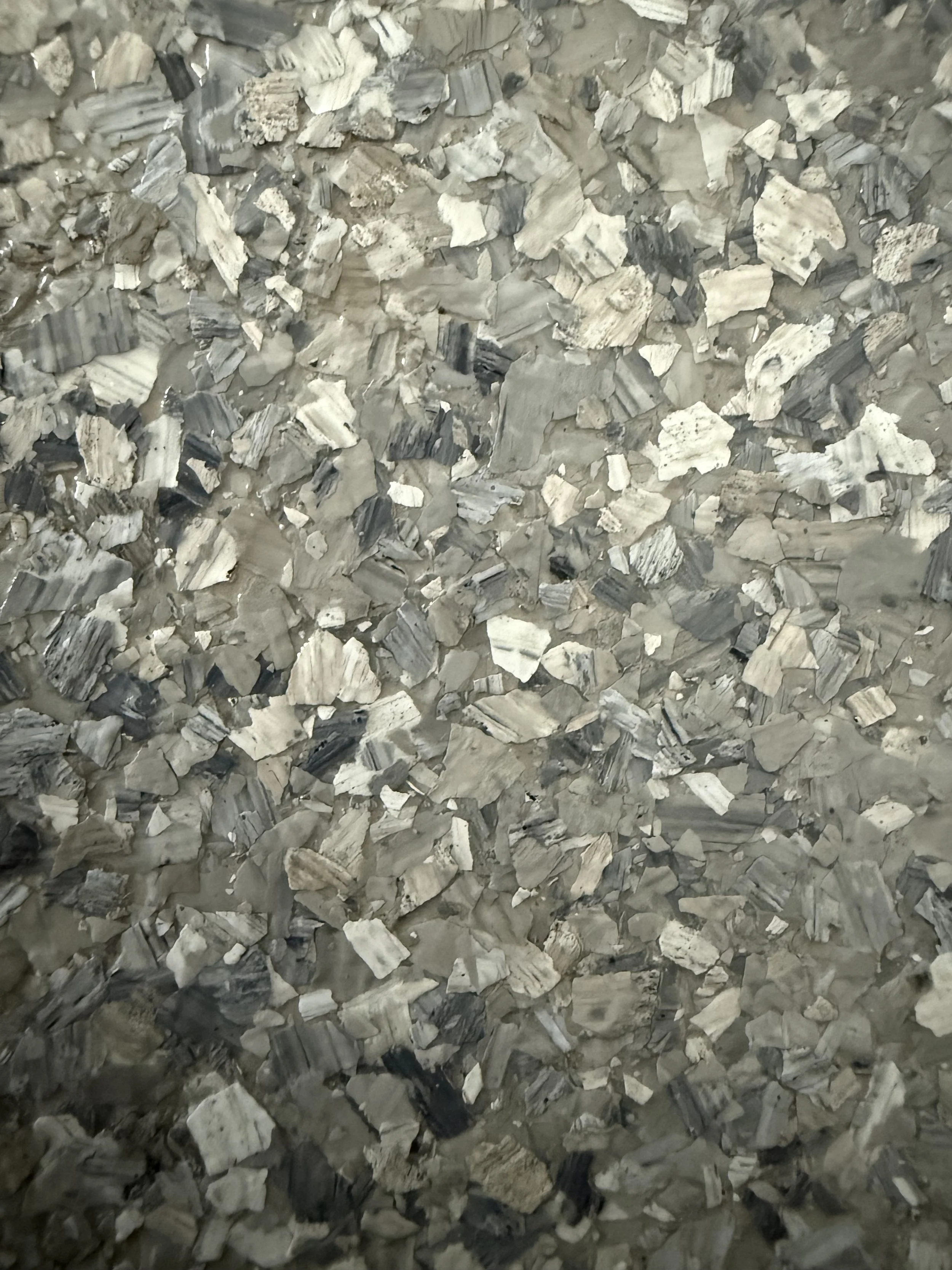 Close-up of epoxy flake floor