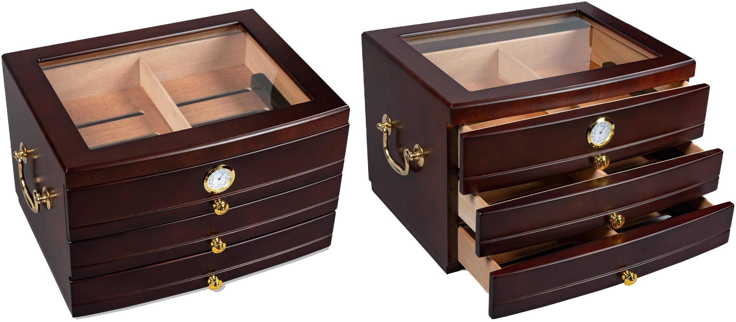 REGENT GLASS-TOP HUMIDOR — $115.99
Dark-mahogany 100-count humidor with a glass top and three storage drawers.
BUY NOW: https://square.link/u/wGdjygeh