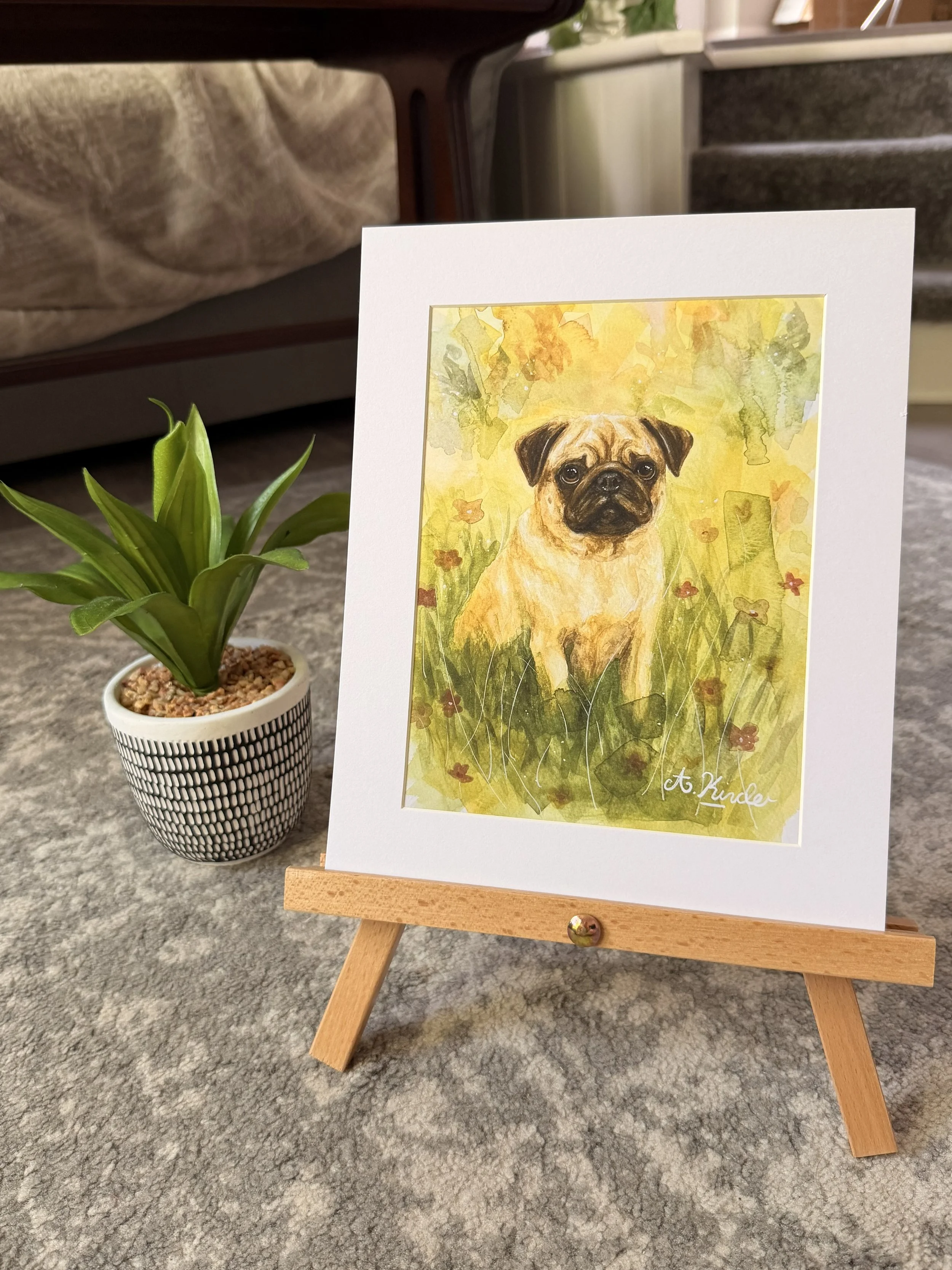 Pug Watercolour Print