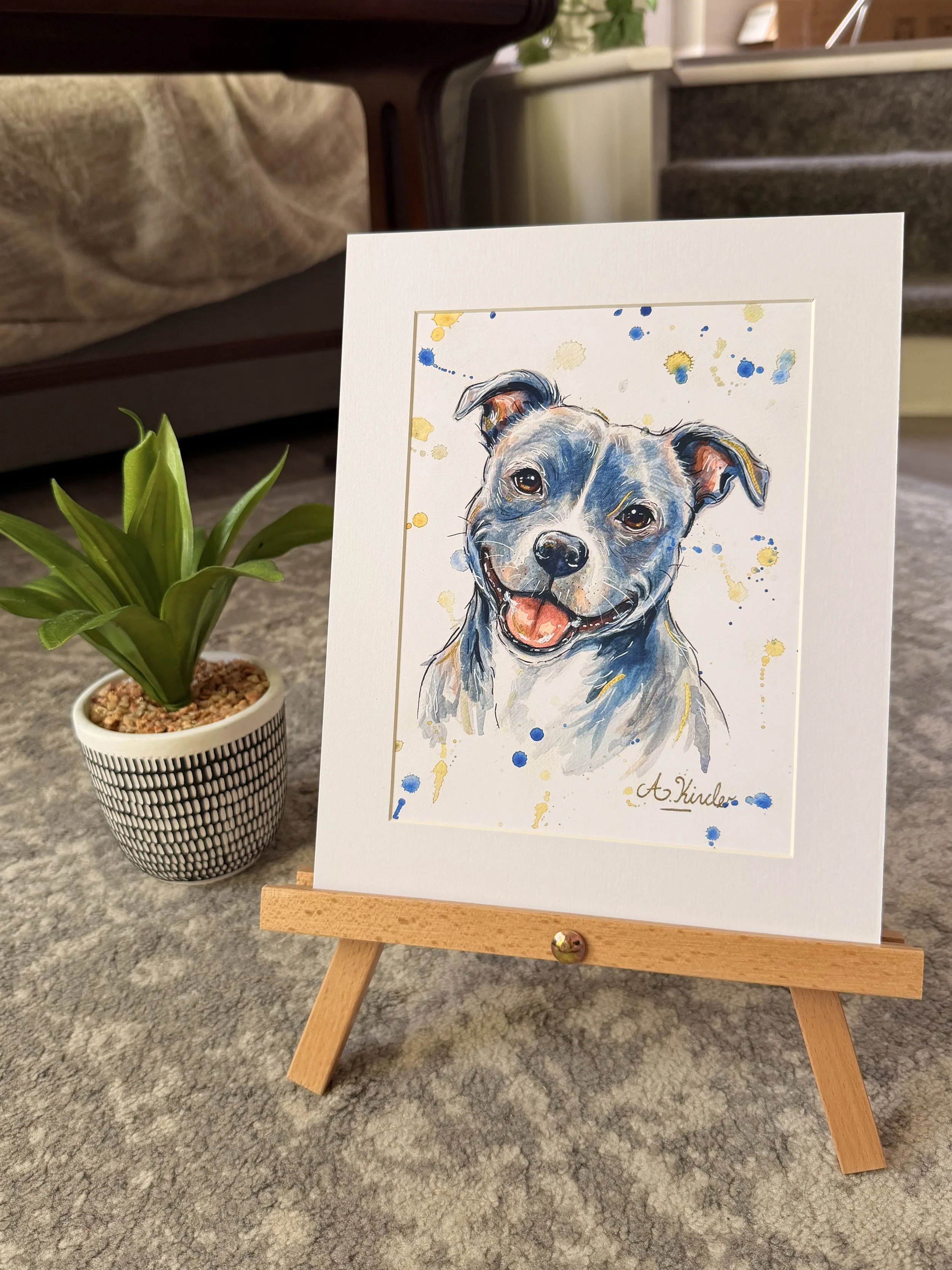Staffordshire Bull Terrier Watercolour Print