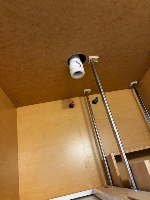 Vanity positioned during installation