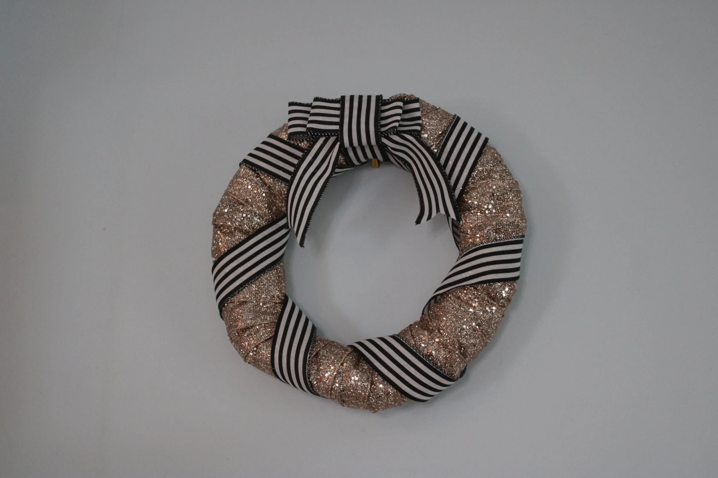 Striped & Bronze Sparkle Wreath