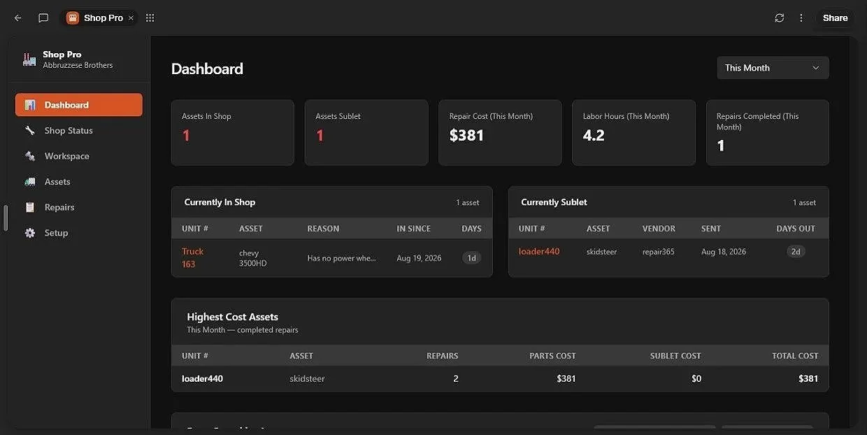Screenshot of landscape shop pros