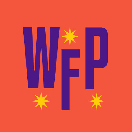 Animated graphic with the letters W, F, and P on an orange background, decorated with yellow starbursts. Vote YES on Measure D for RCV!