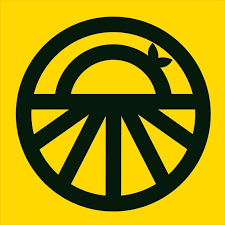 A circular logo with a yellow background, featuring a stylized black depiction of a wheat field with a sun and a small bird. Vote YES on Measure D for RCV!