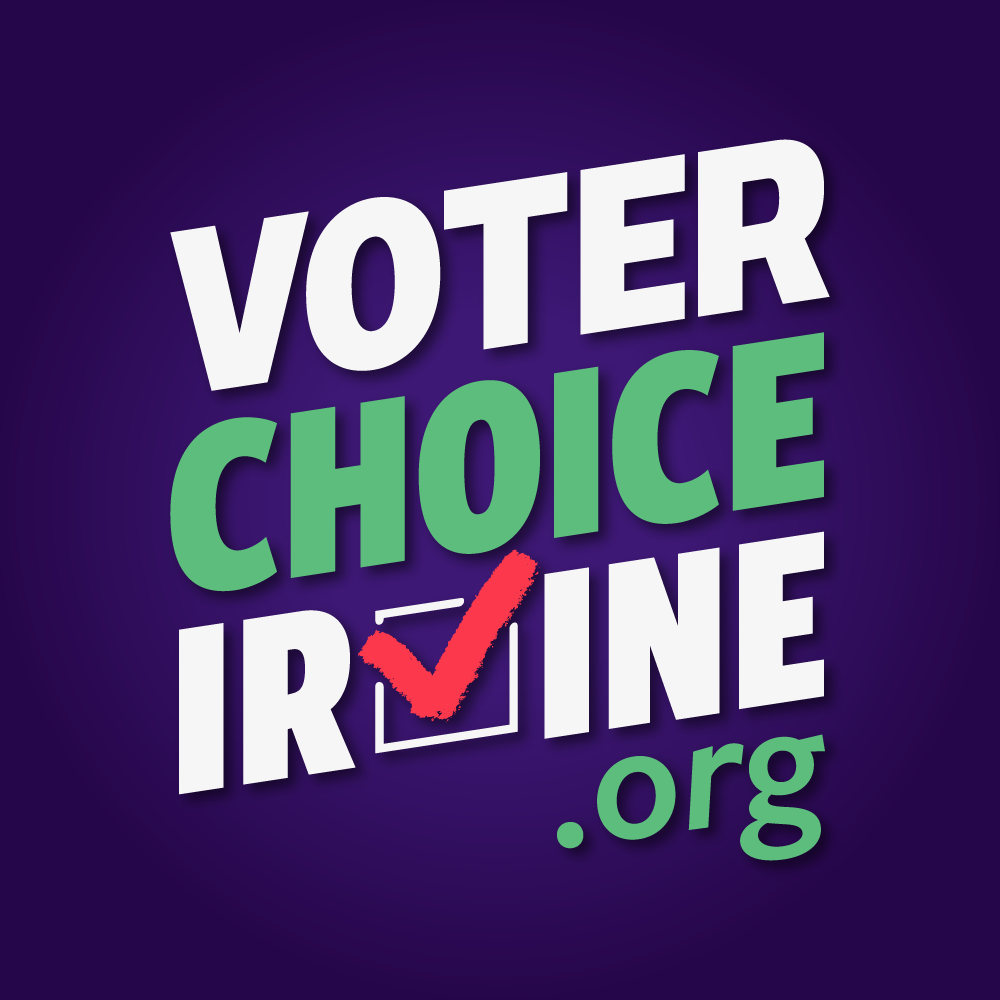Graphic promoting voting importance with the words 'Voter Choice IR.org' and a red checkmark in a box. Vote YES on Measure D for RCV!