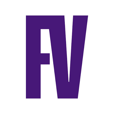 Bold purple letters 'FV' on a white background. Vote YES on Measure D for RCV!