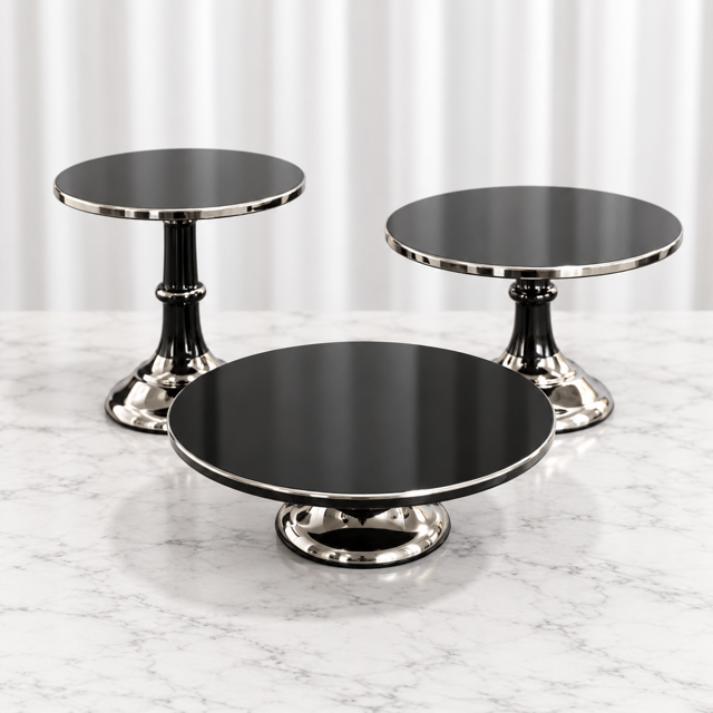 Smokey Black Cake Stands-set of 3