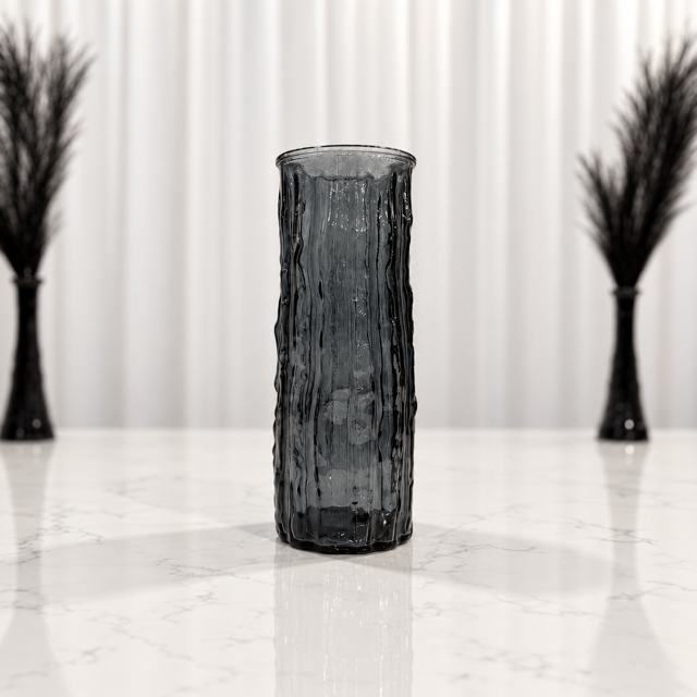 Black Textured Glass Vase