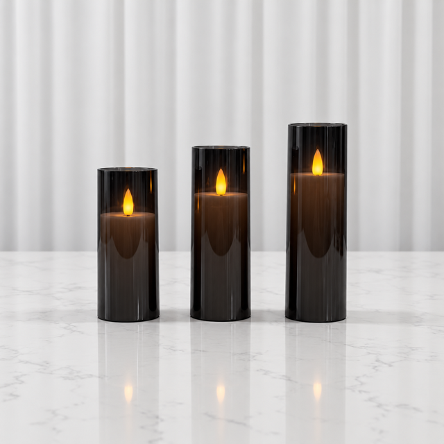 Black Flameless Taper Candles