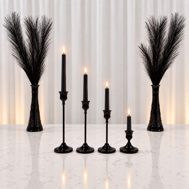 Modern Black Taper Candle Holder