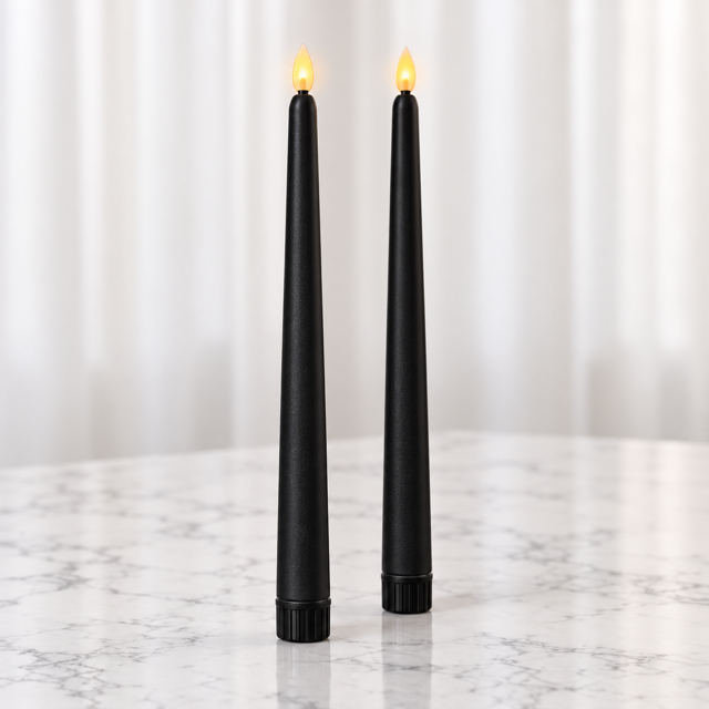 Black 10-inch Flameless Taper Candles