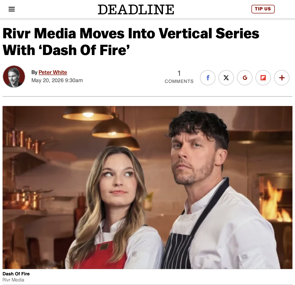 Deadline article about Dash of Fire. 