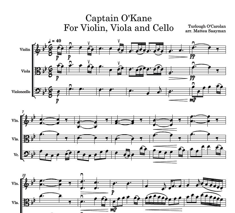 Captain O'Kane for String Trio