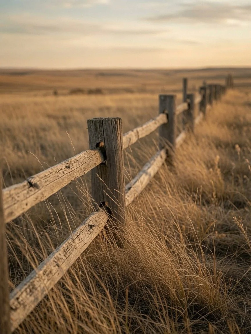 Fence line across the Alberta prairie landscape