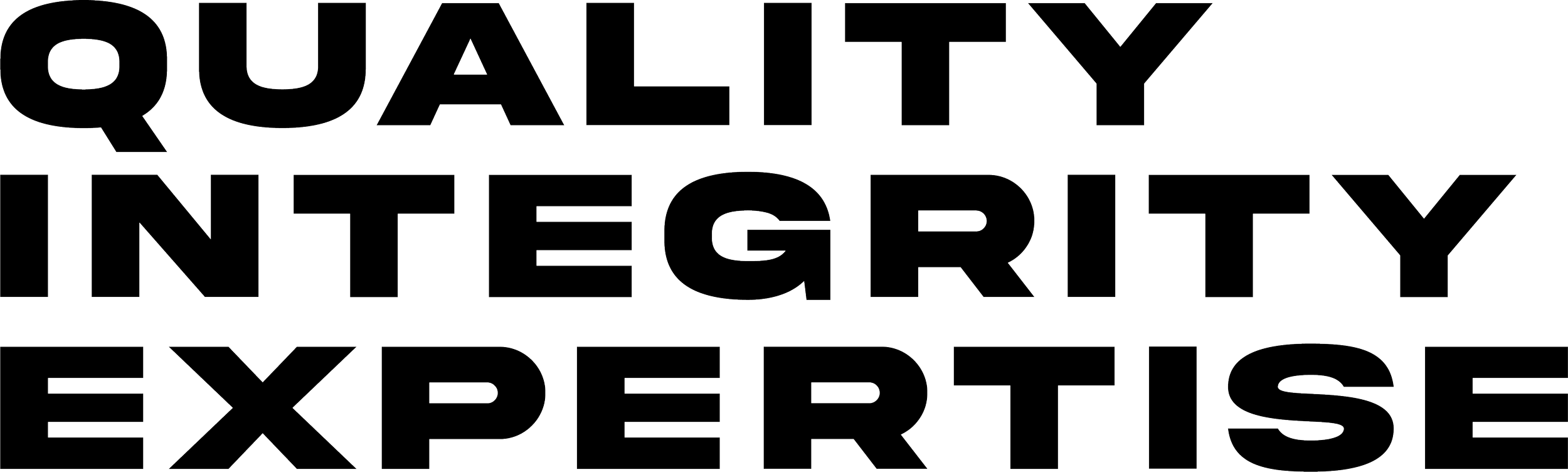 The image contains text that reads 'QUALITY INTERGITY EXPERTISE' with some words split across multiple lines.