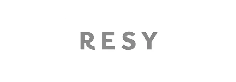 The word "RESY" in large gray letters on a black background.