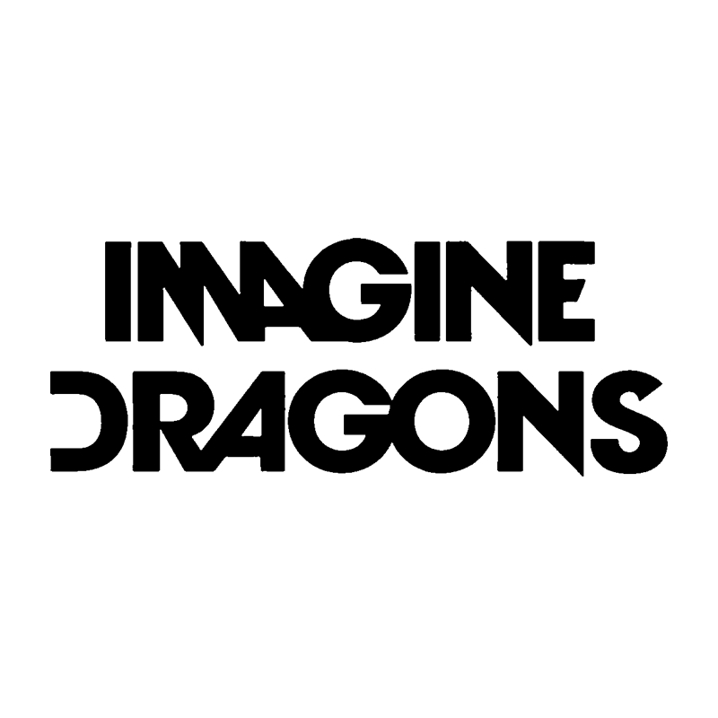 Outline text that says "IMAGINE DRAGONS" in a bold font with a transparent background.