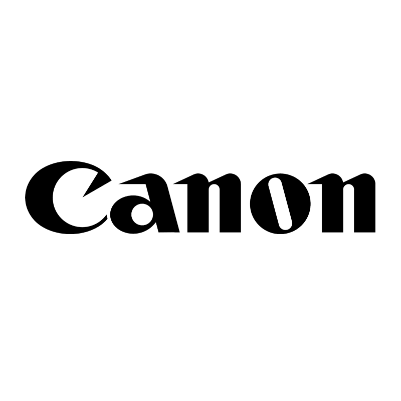 The word 'Canon' written in large, stylized text with the original logo font and design on a black background.