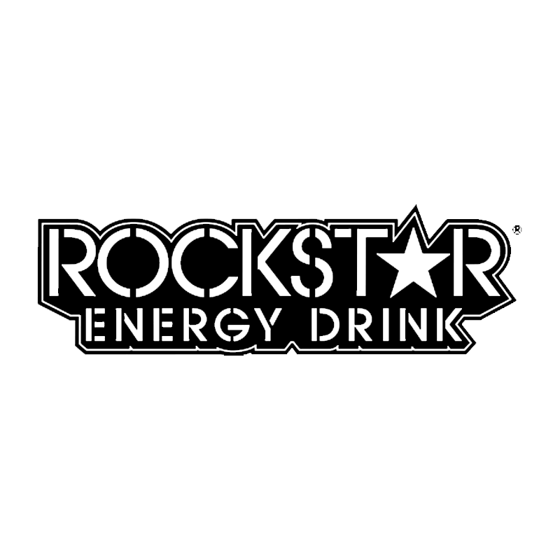 Logo for Rockstar Energy Drinks with a large star and bold text.