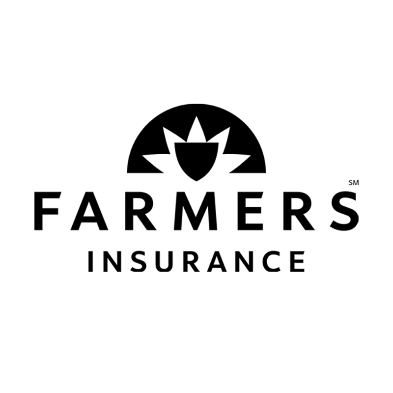 Logo for Farmers Insurance featuring a stylized sun and shield design with the text 'Farmers Insurance'.