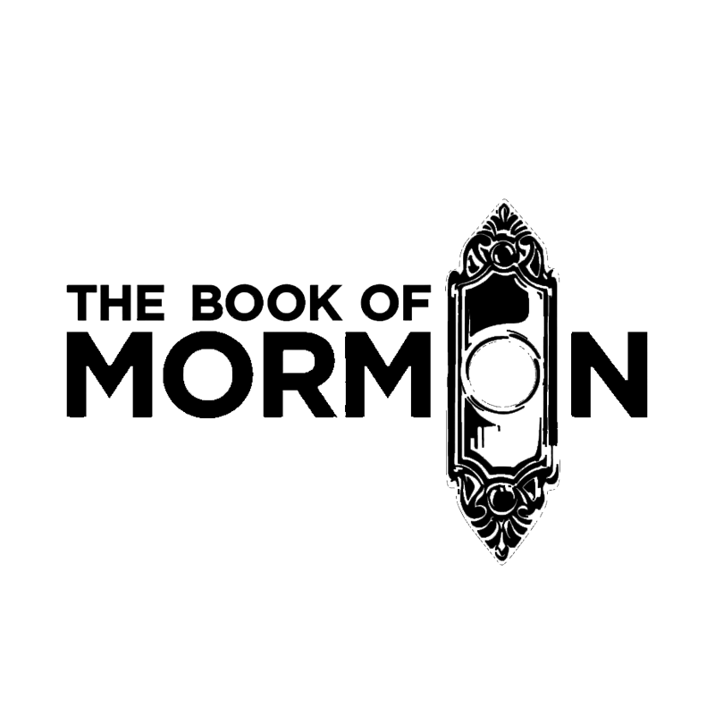 The title 'The Book of Mormon' with a decorative keyhole design in the center.