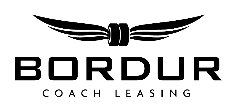 Logo for Bordur Coach Leasing featuring a stylized winged wheel above the company name in bold uppercase letters.