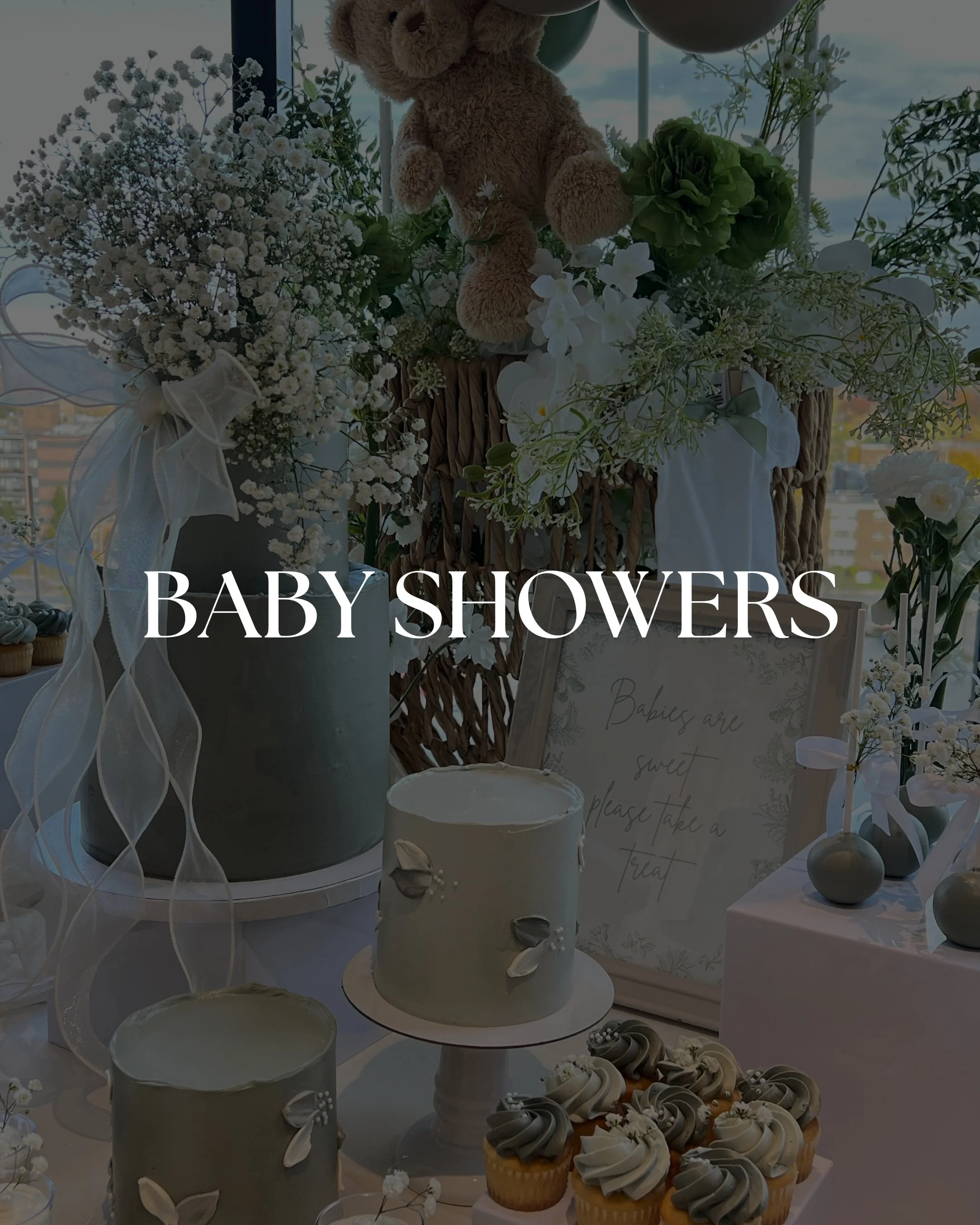 Beautiful baby shower celebration with elegant floral decorations and event backdrop inspiration in North Idaho