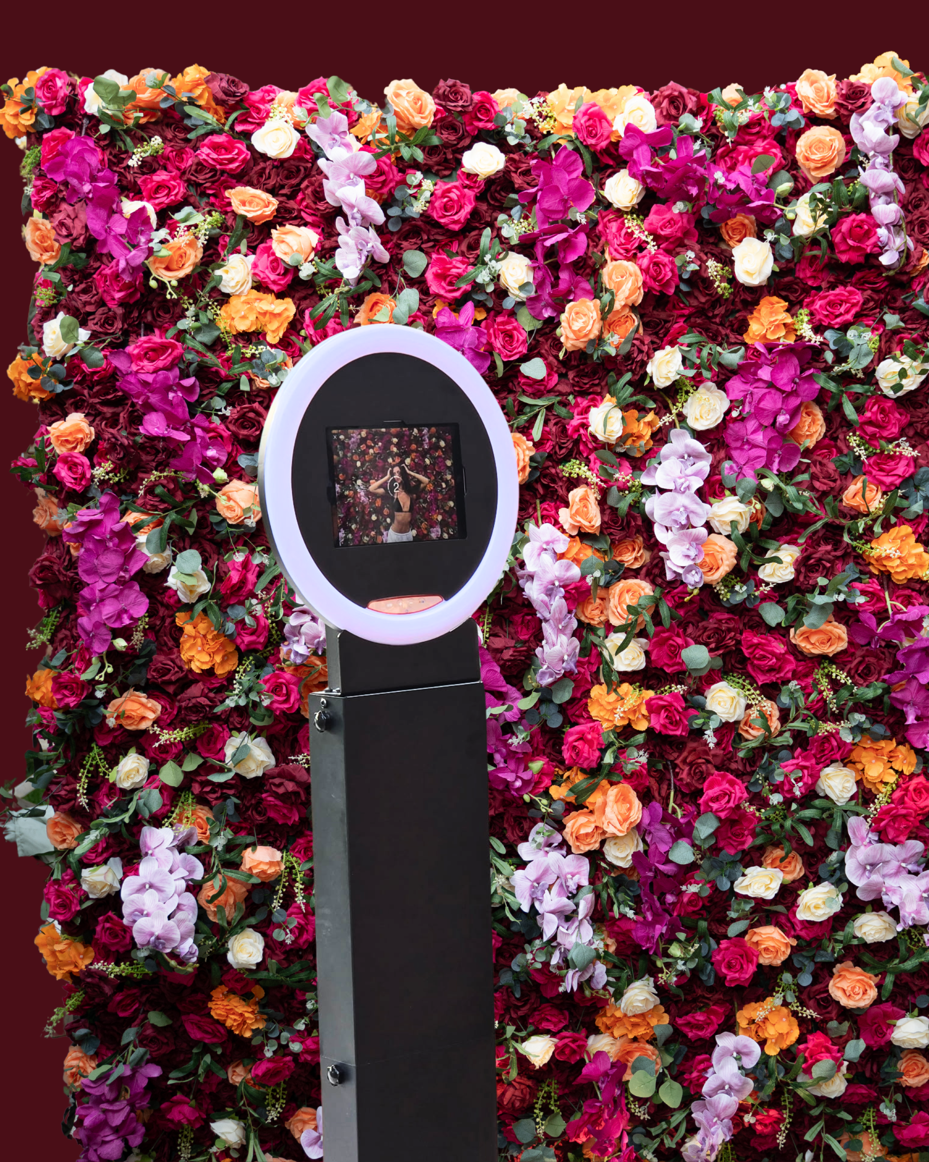 coeur dalene back drop events photobooth flower wall
