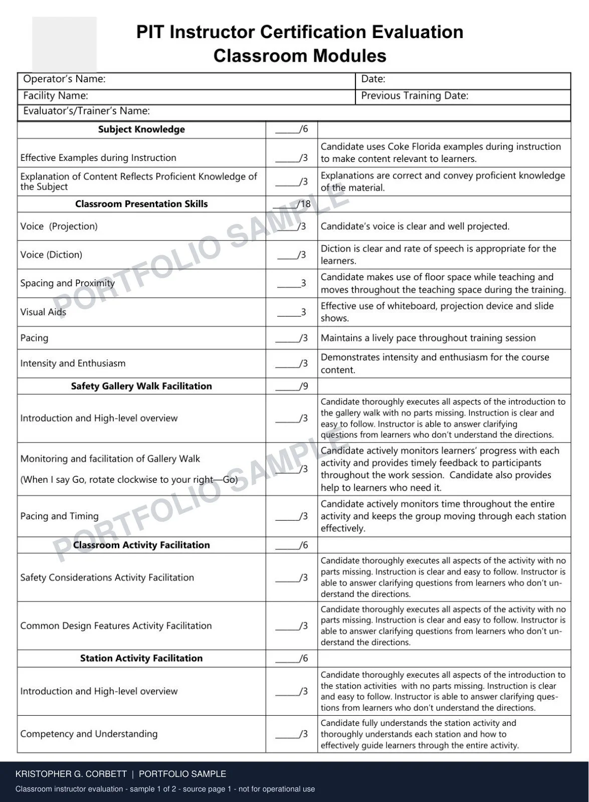 Watermarked Classroom Instructor Evaluation preview