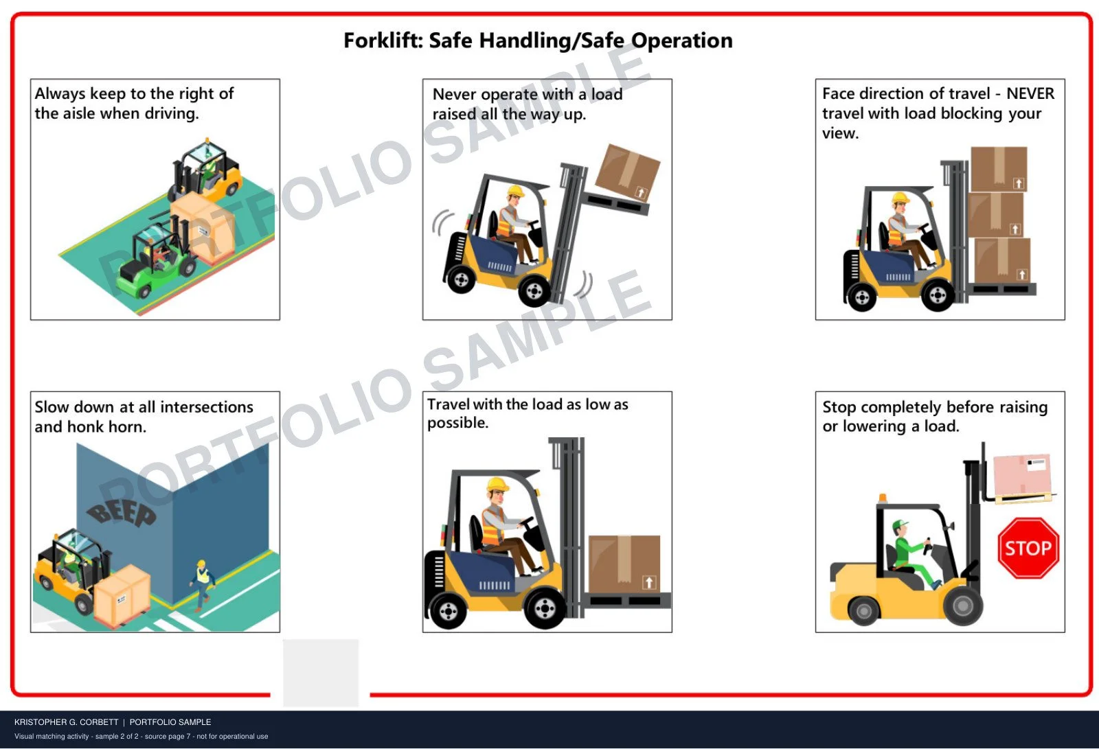 Visual Matching Activity · Sample 2 of 2. Visual scenarios help learners connect safe operating concepts to practical situations.