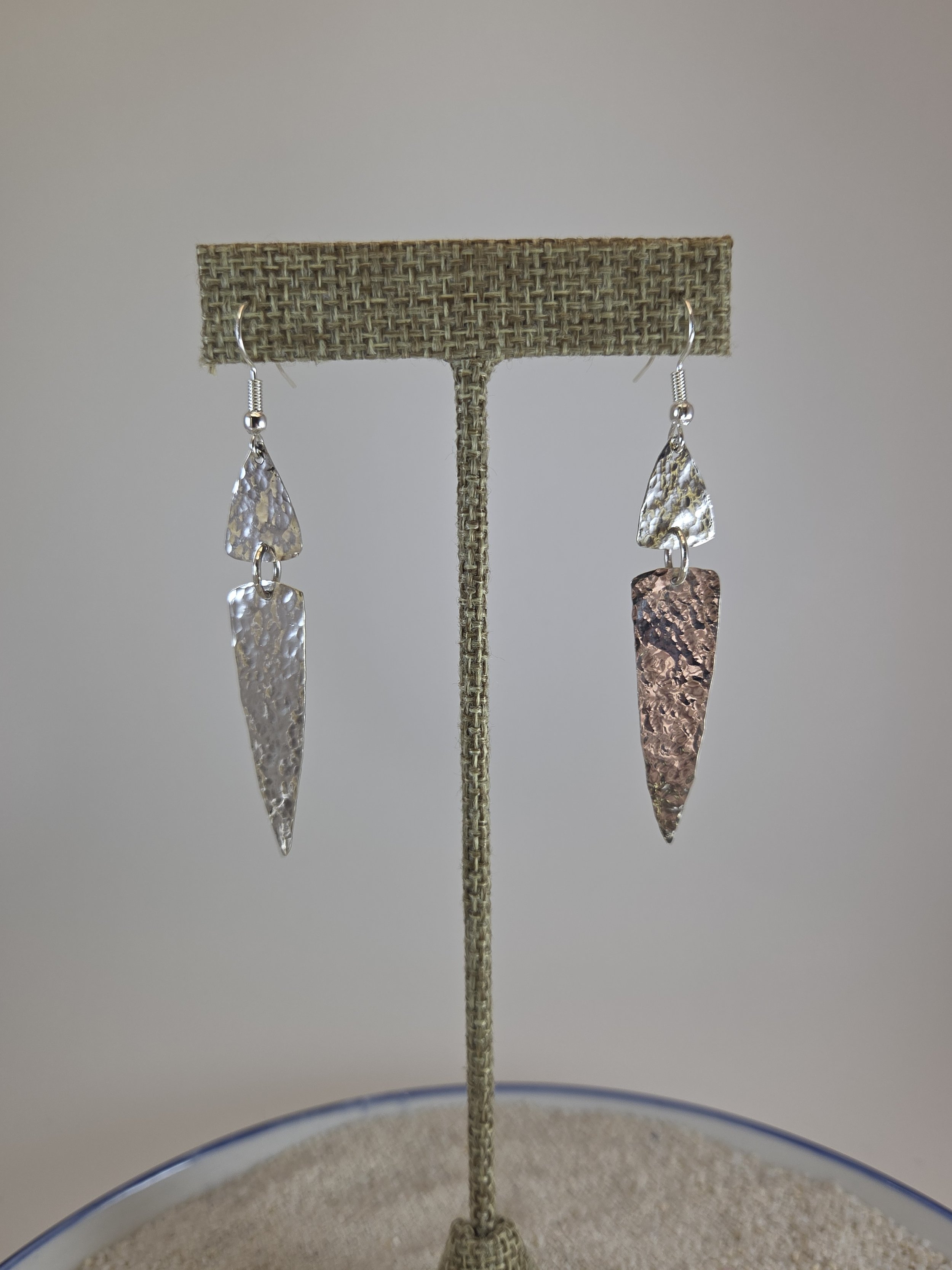 Geometric Sterling Silver Hammered Earrings