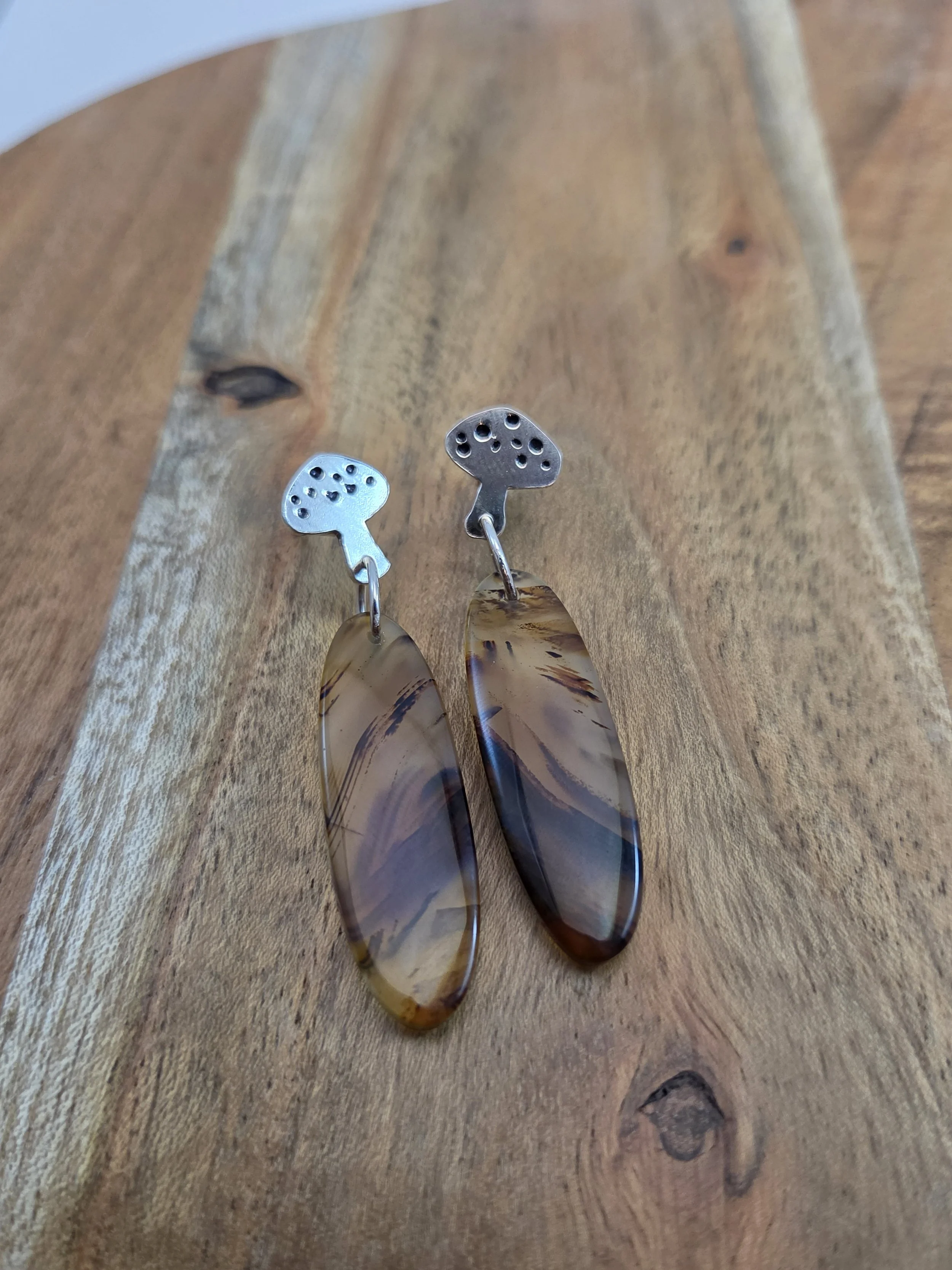 Montana Agate Mushroom Earrings