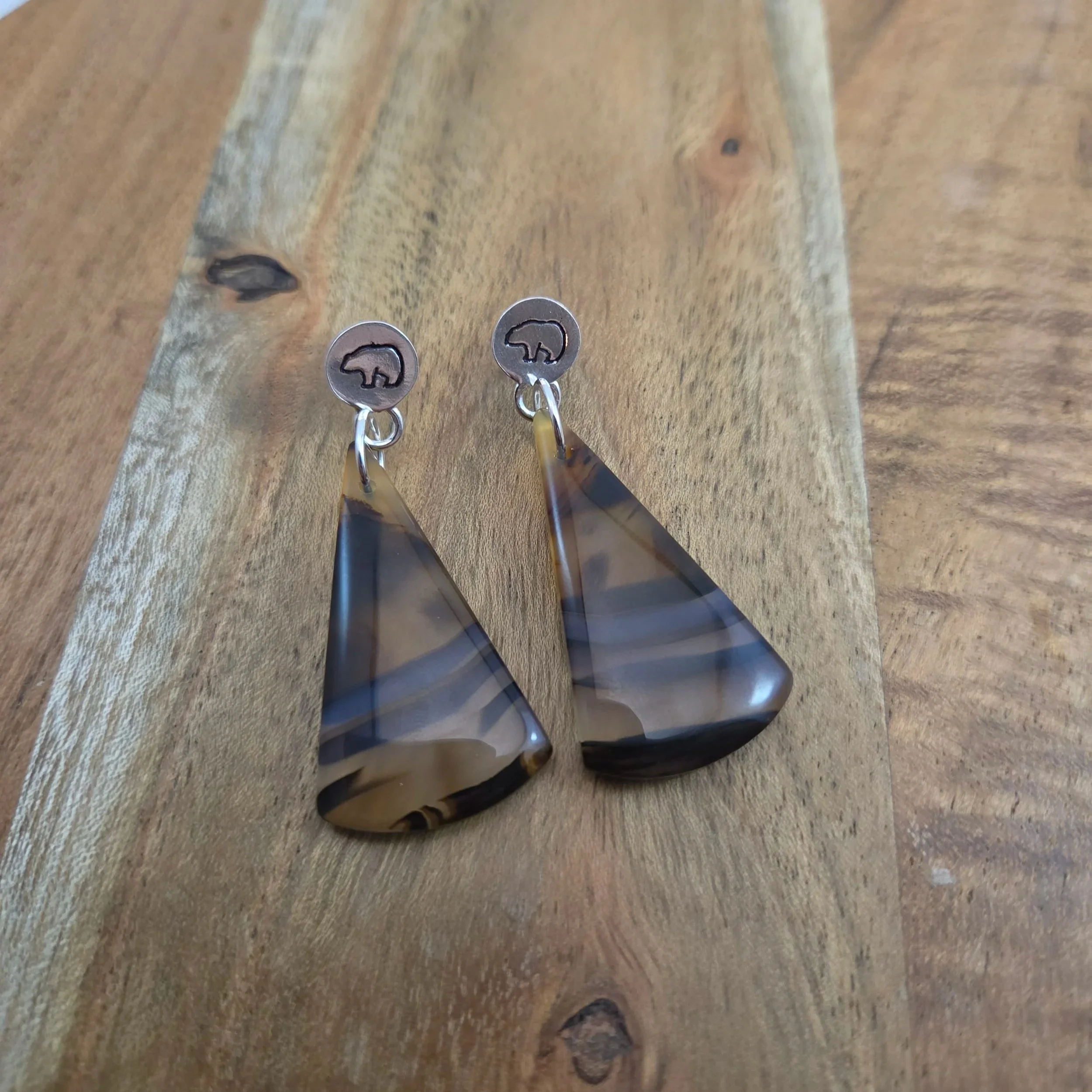 Montana Agate Bear Earrings