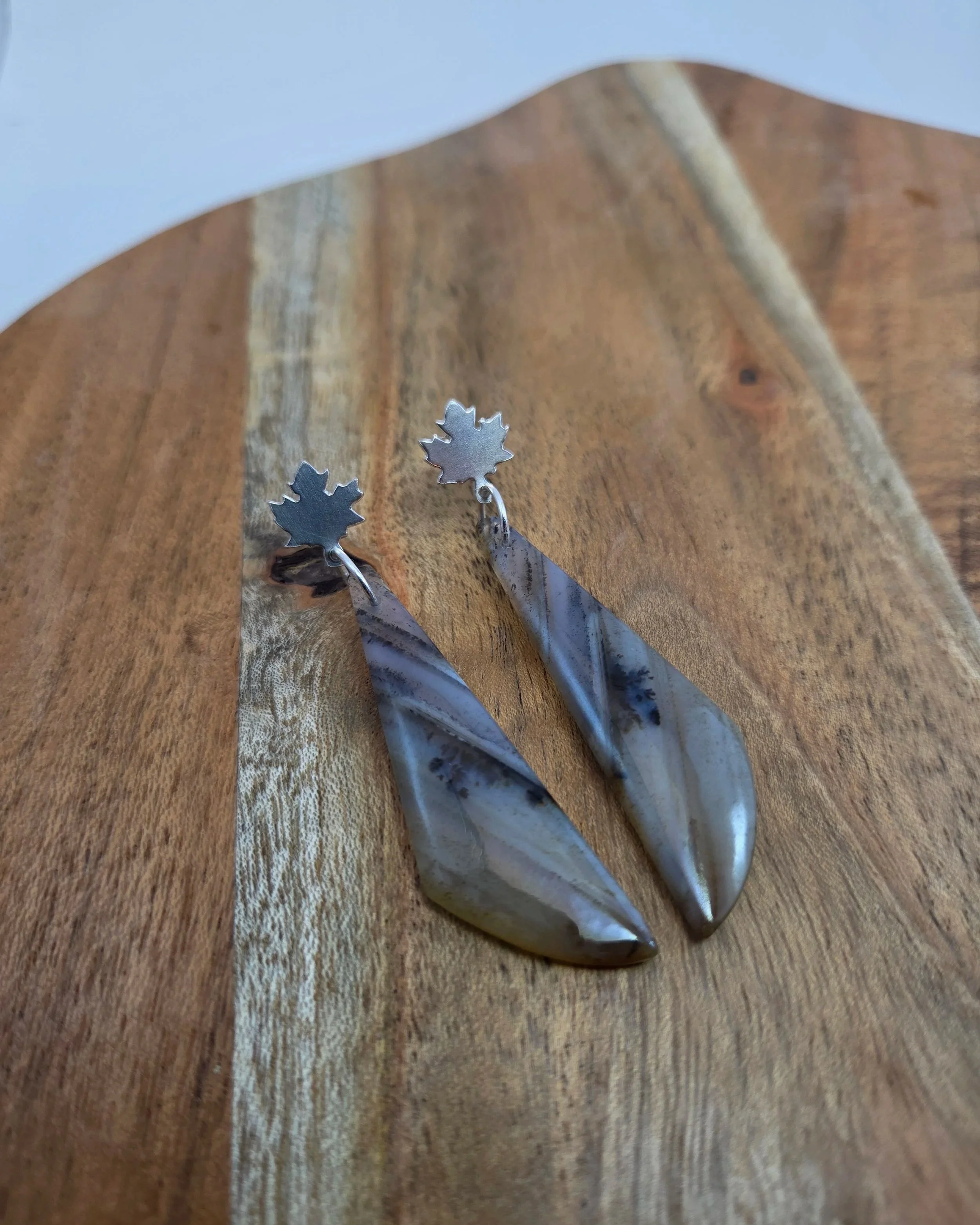 Montana Agate Maple Leaf Earrings