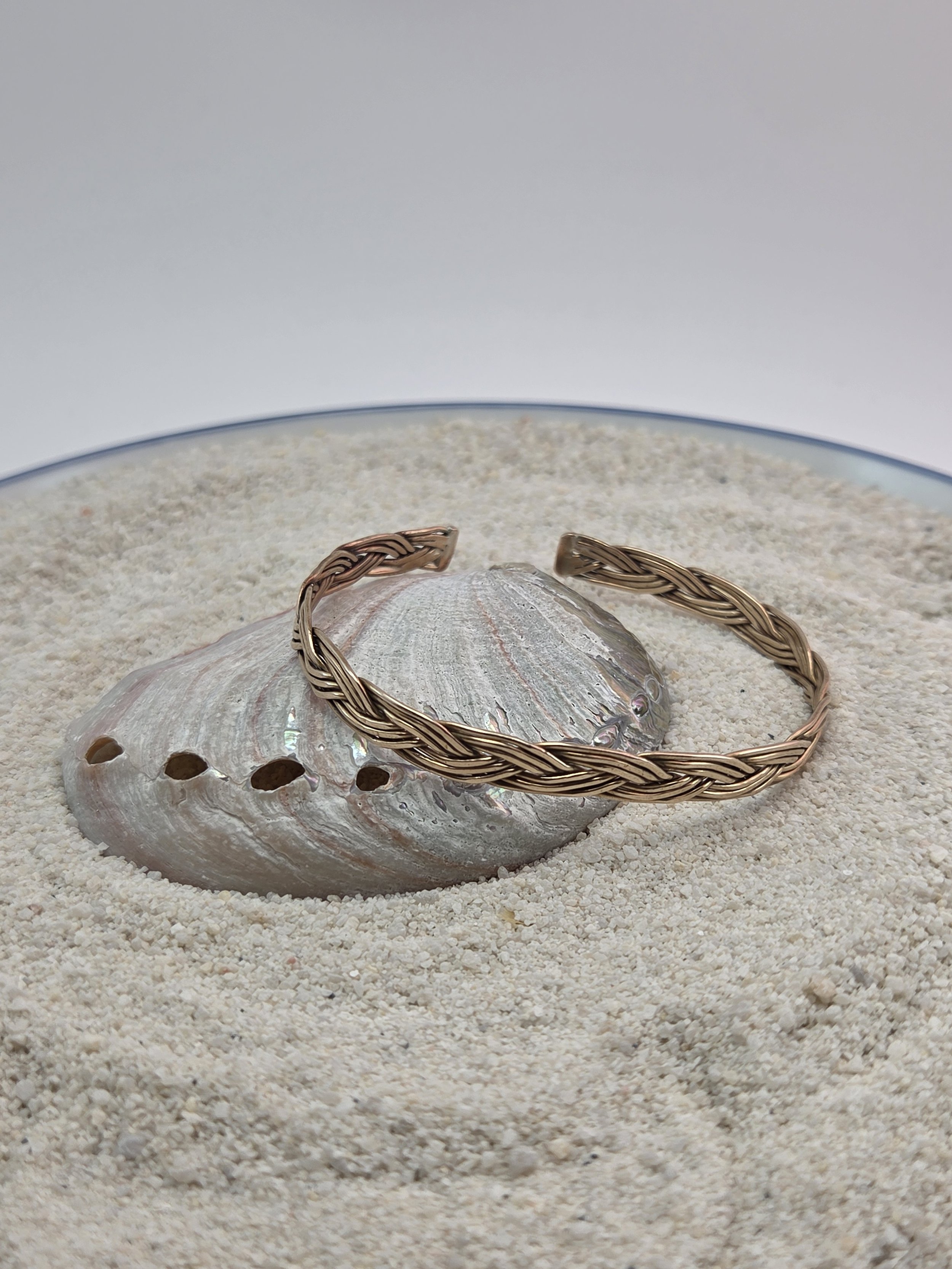 Bronze Braided Wire Cuff Bracelet
